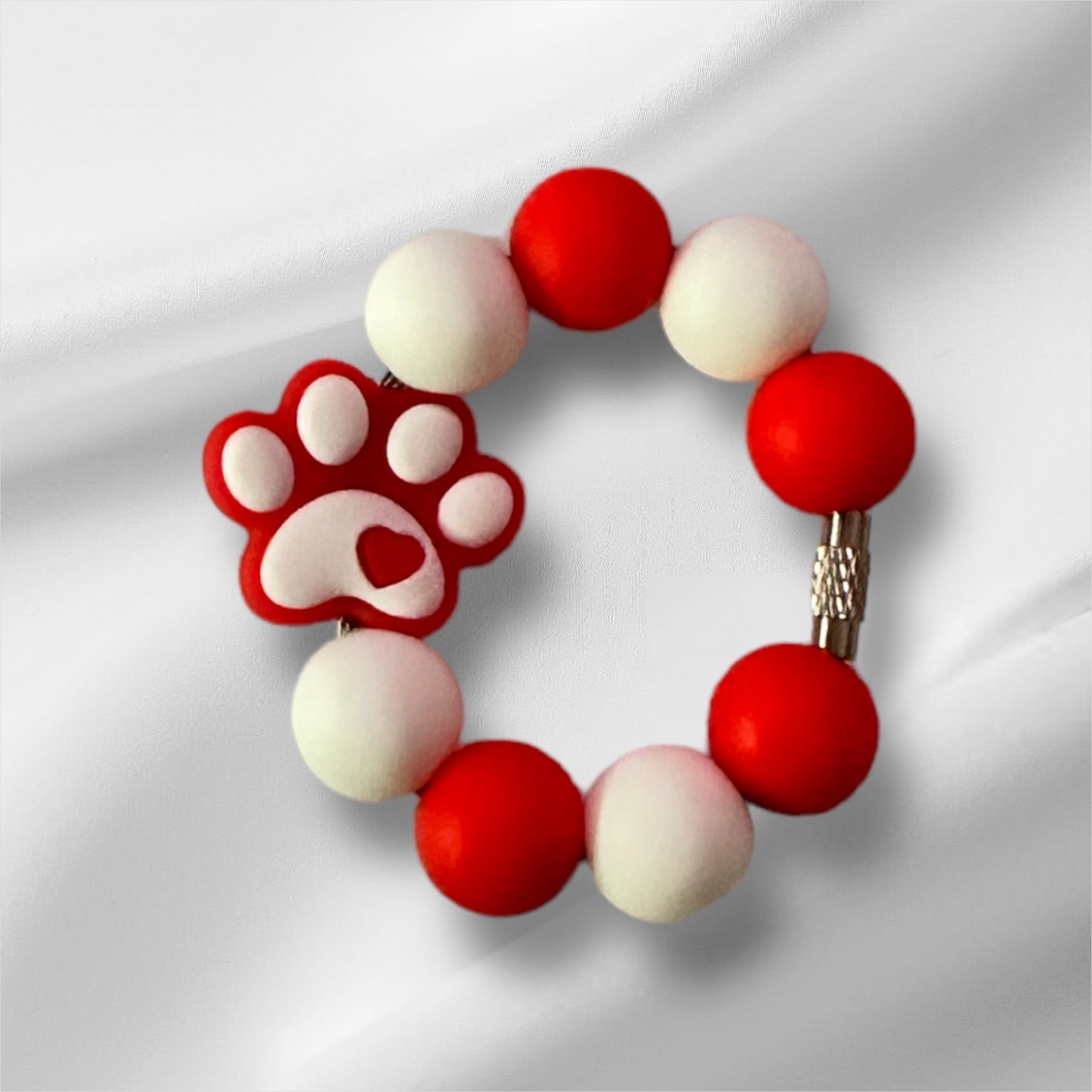 Red and White Puppy Paw Cup Charm