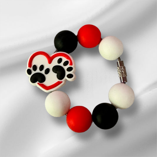 Red, White and Black Puppy Paw Cup Charm