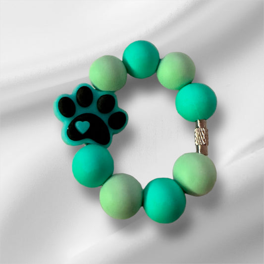 Teal Puppy Paw Cup Charm